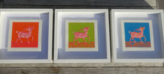 Limited Edition Print Signed Reduction Linocut Antelopes Framed