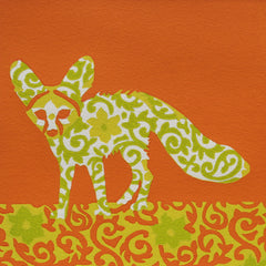 Limited Edition Print Signed Reduction Linocut Fennec Fox VIII