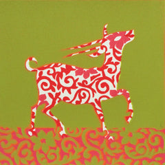 Limited Edition Print Signed Reduction Linocut Antelope VI