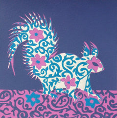 Limited Edition Print Signed Reduction Linocut Squirrel V