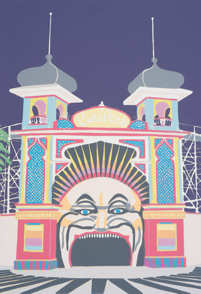 Mr Moon - Luna Park Melbourne III (A4 fine art print)