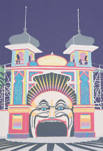 Mr Moon - Luna Park Melbourne III (A2 fine art print)