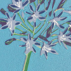Limited Edition Print Signed Reduction Linocut Agapanthus Day