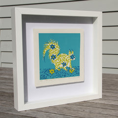 Limited Edition Print Signed Reduction Linocut Squirrel I framed