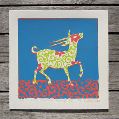 Limited Edition Print Signed Reduction Linocut Antelope IX