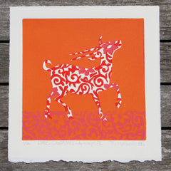 Limited Edition Print Signed Reduction Linocut Antelope IV