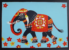 Limited Edition Print Signed Reduction Linocut Elephant III