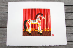 Limited Edition Print Signed Reduction Linocut Horse